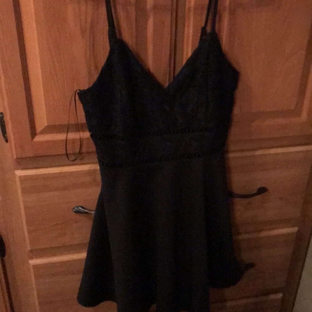 Black v cut dress